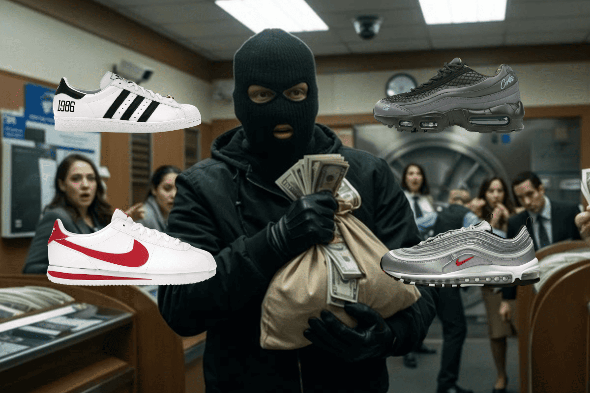 sneakers para robar un banco
